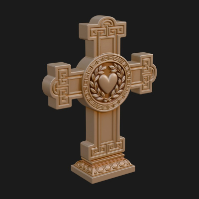 Carved Relief Wall Cross Design 394 3D Print Model