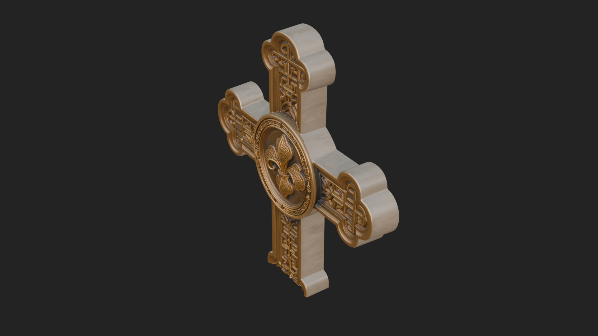 Carved Relief Wall Cross Design 396 3D Print Model 3D Model