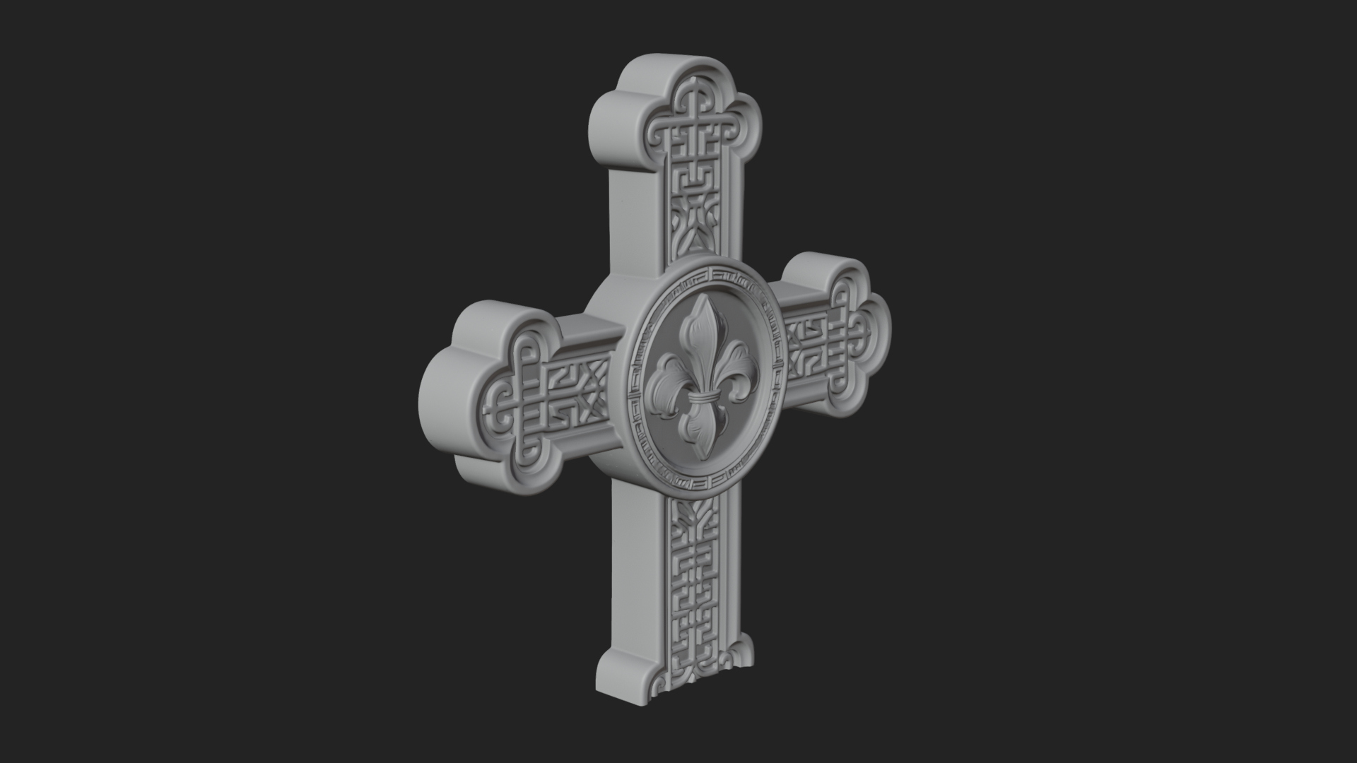 Carved Relief Wall Cross Design 396 3D Print Model 3D Model