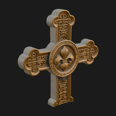 Carved Relief Wall Cross Design 396 3D Print Model