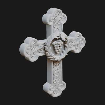 Carved Relief Wall Cross Design 397 3D Print Model