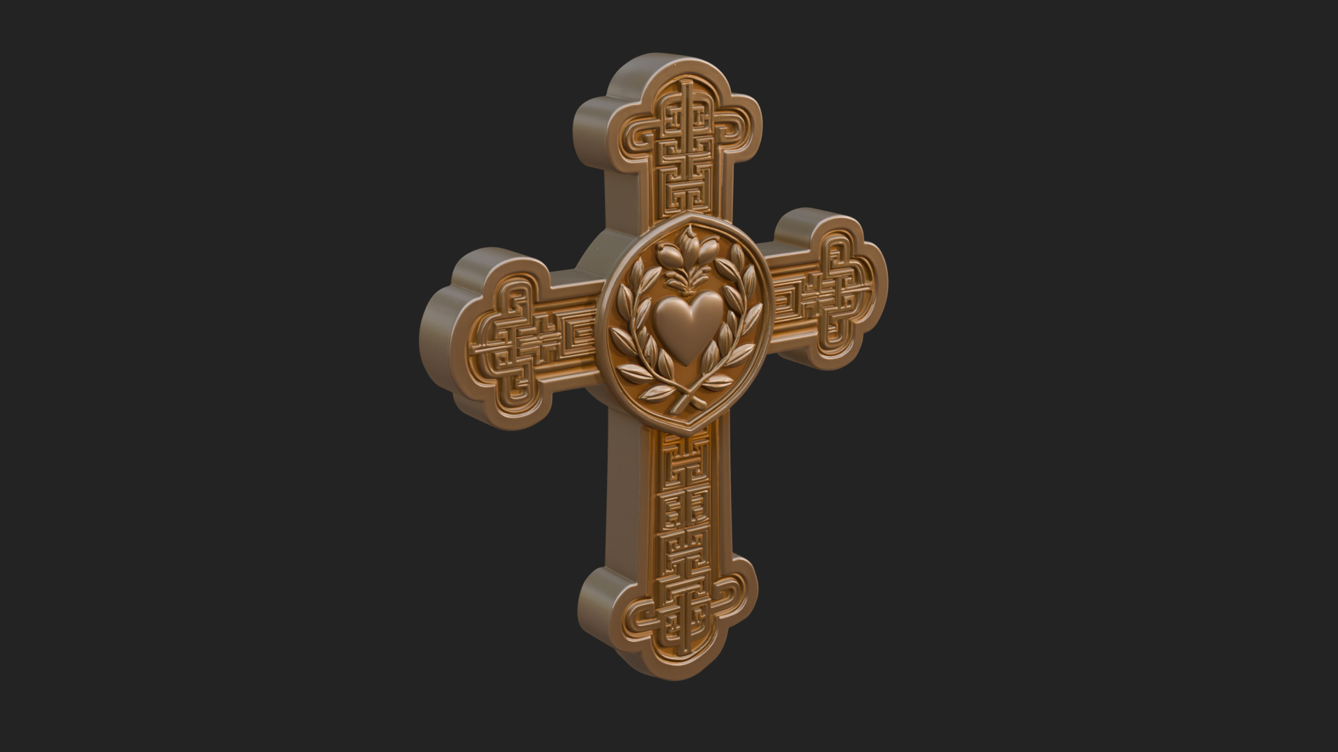 Carved Relief Wall Cross Design 398 3D Print Model 3D Model