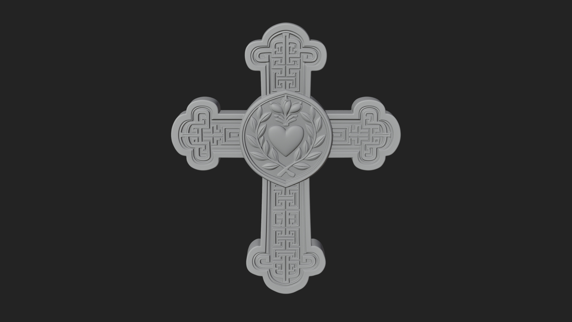 Carved Relief Wall Cross Design 398 3D Print Model 3D Model