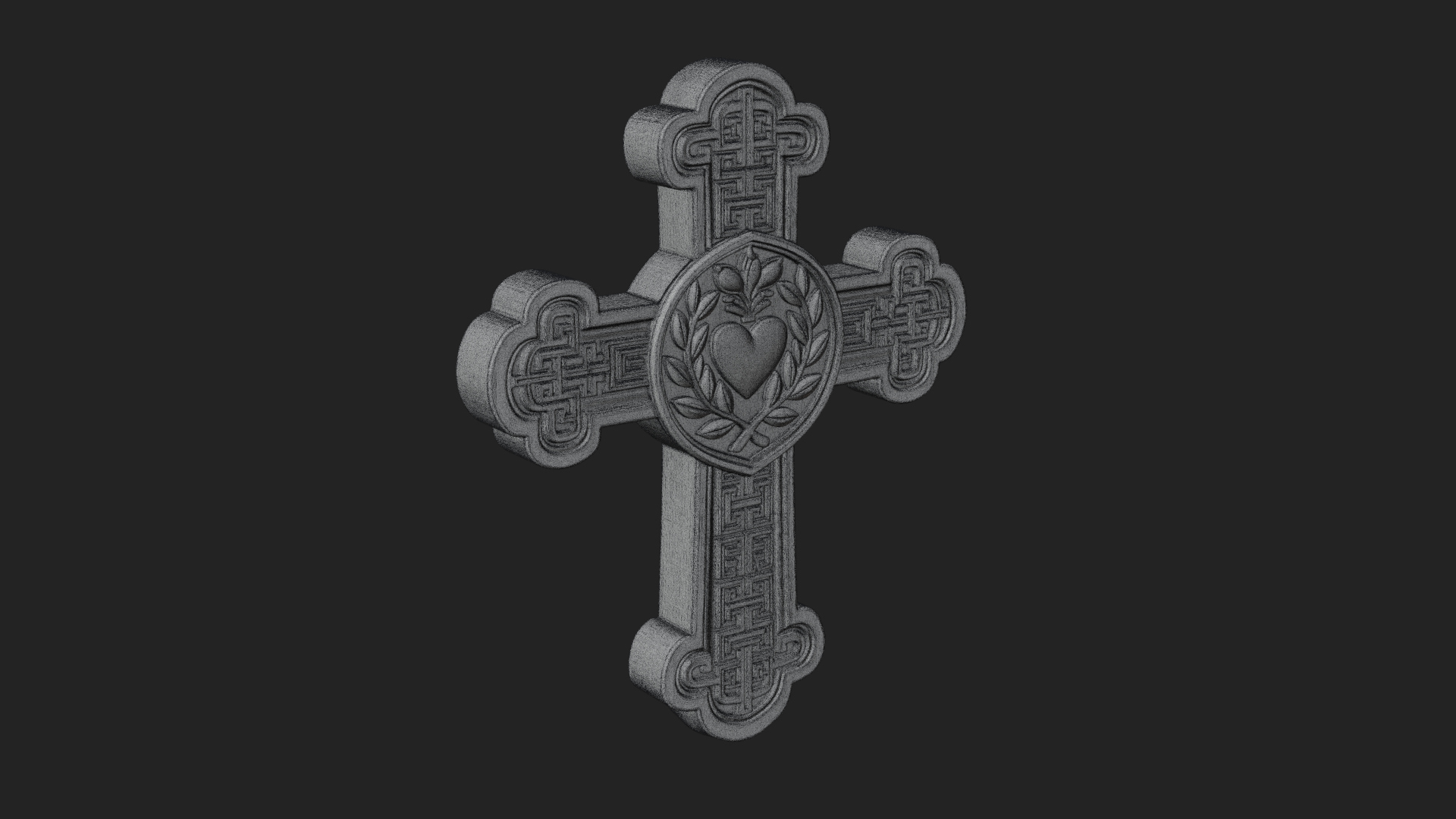 Carved Relief Wall Cross Design 398 3D Print Model 3D Model