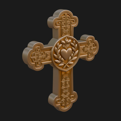 Carved Relief Wall Cross Design 398 3D Print Model