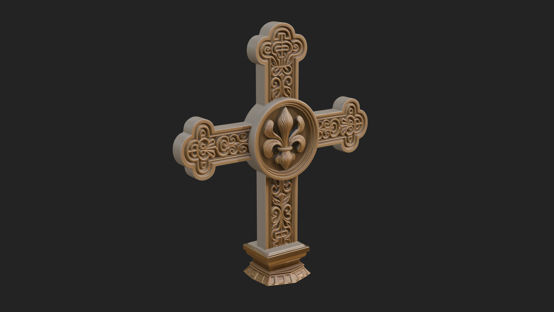 Carved Relief Wall Cross Design 399 3D Print Model 3D Model