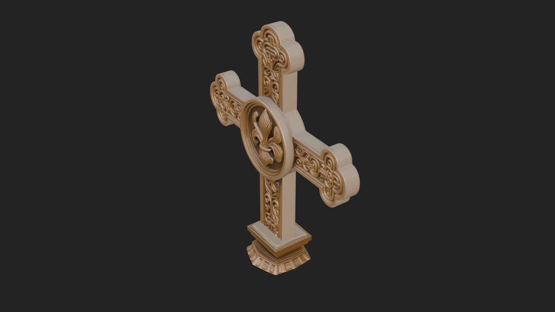 Carved Relief Wall Cross Design 399 3D Print Model 3D Model