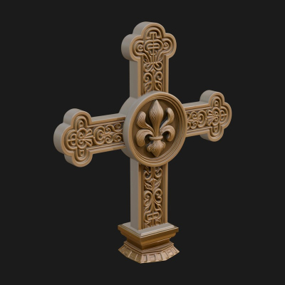 Carved Relief Wall Cross Design 399 3D Print Model