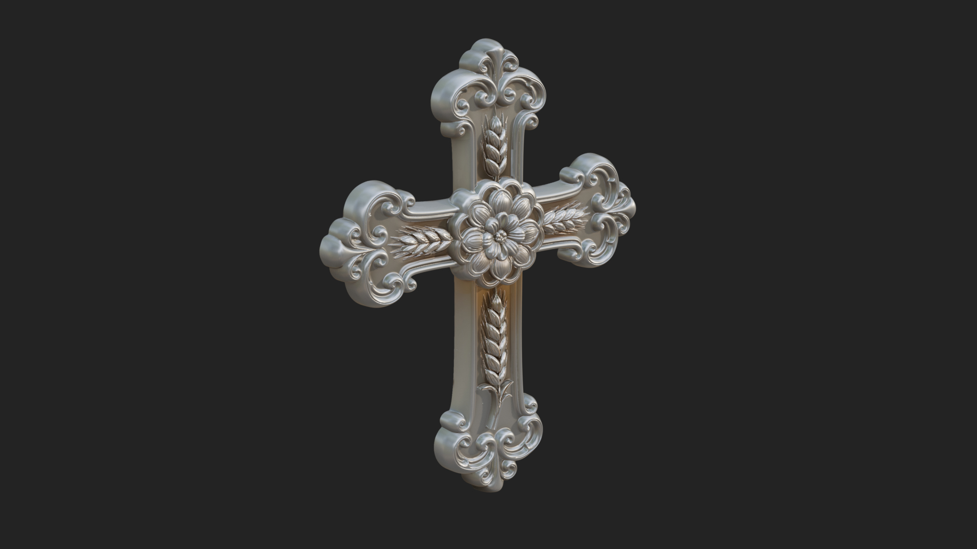 Carved Relief Wall Cross Design 4 3D Print Model 3D Model