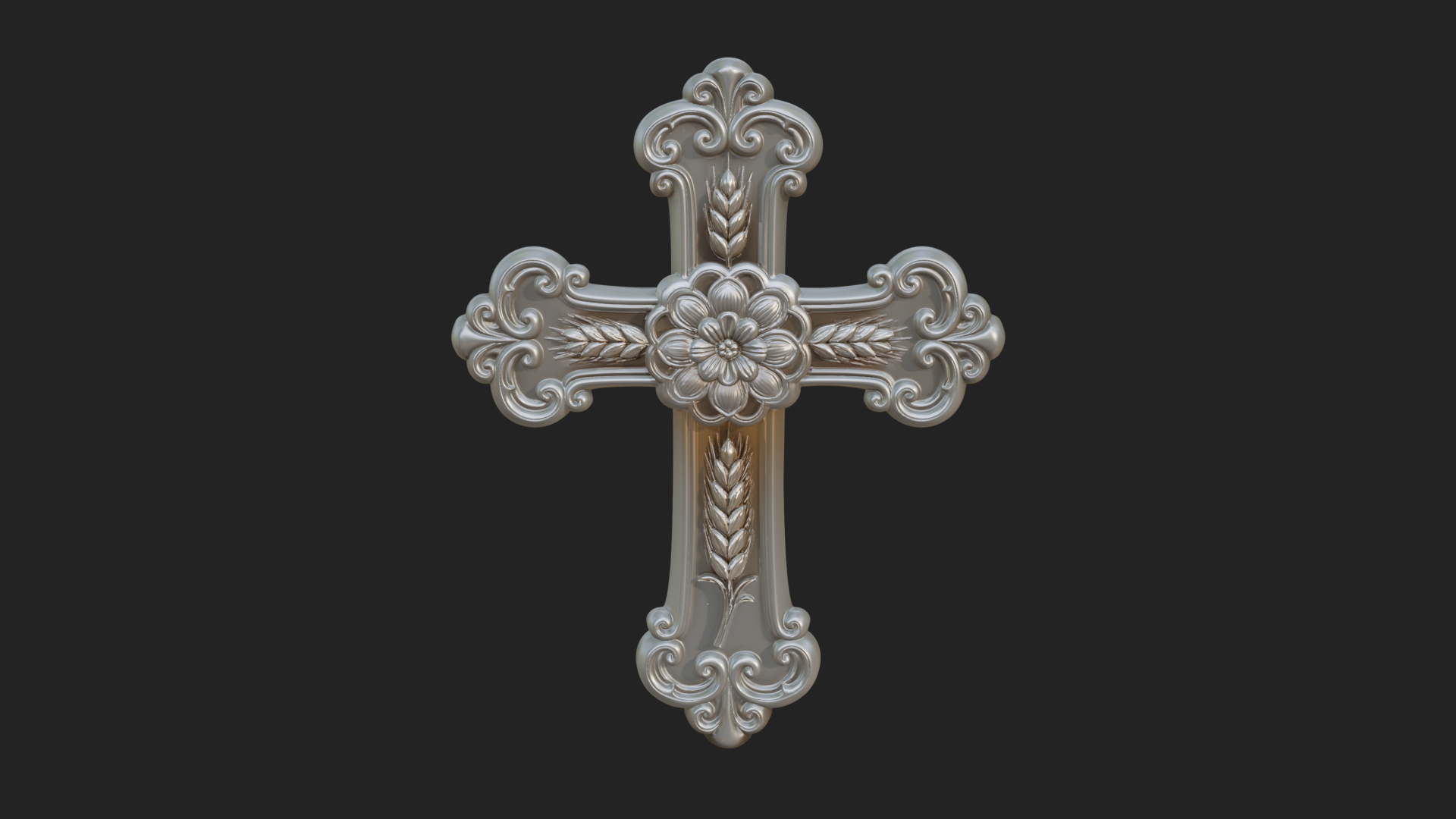 Carved Relief Wall Cross Design 4 3D Print Model 3D Model