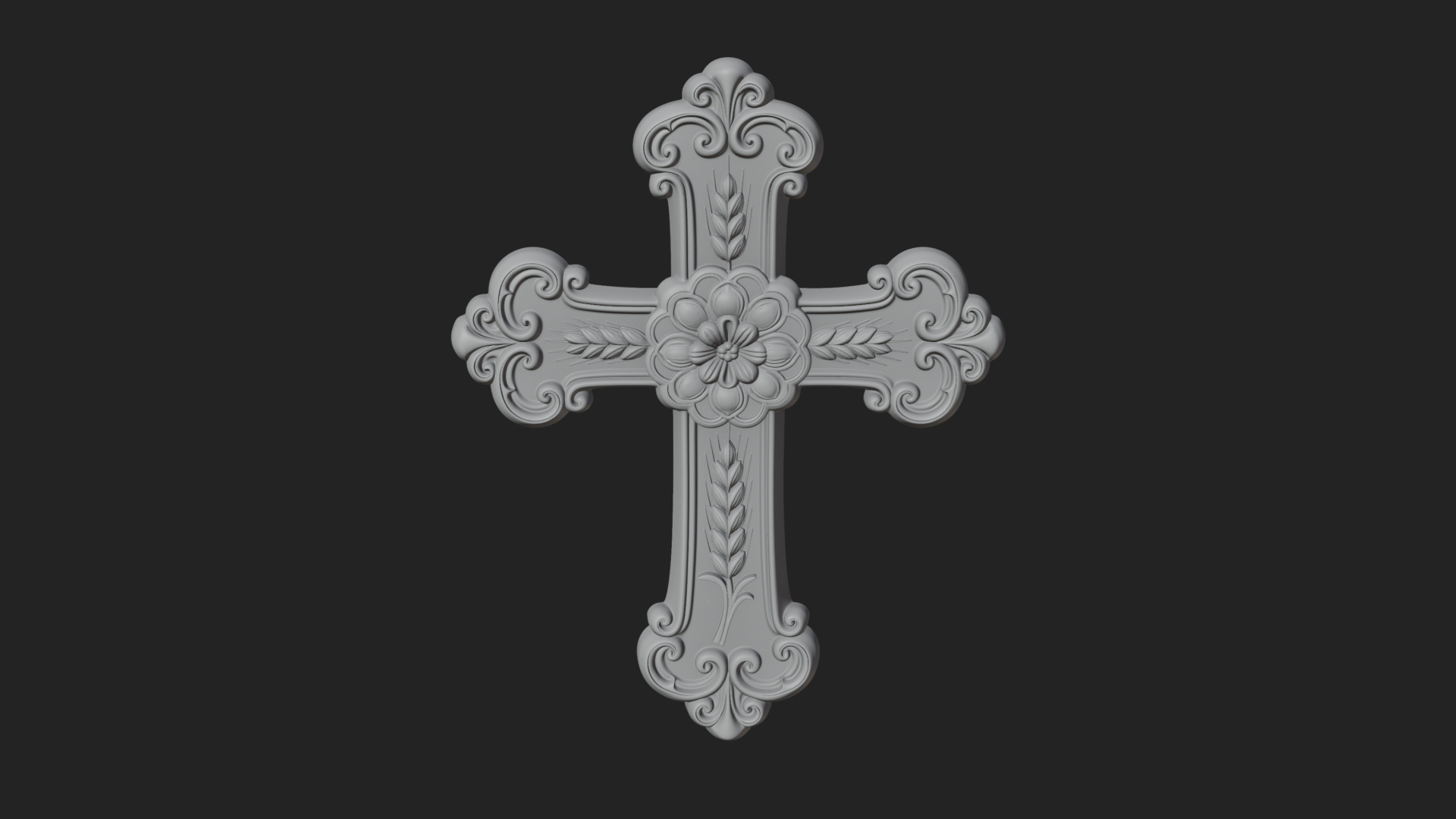 Carved Relief Wall Cross Design 4 3D Print Model 3D Model