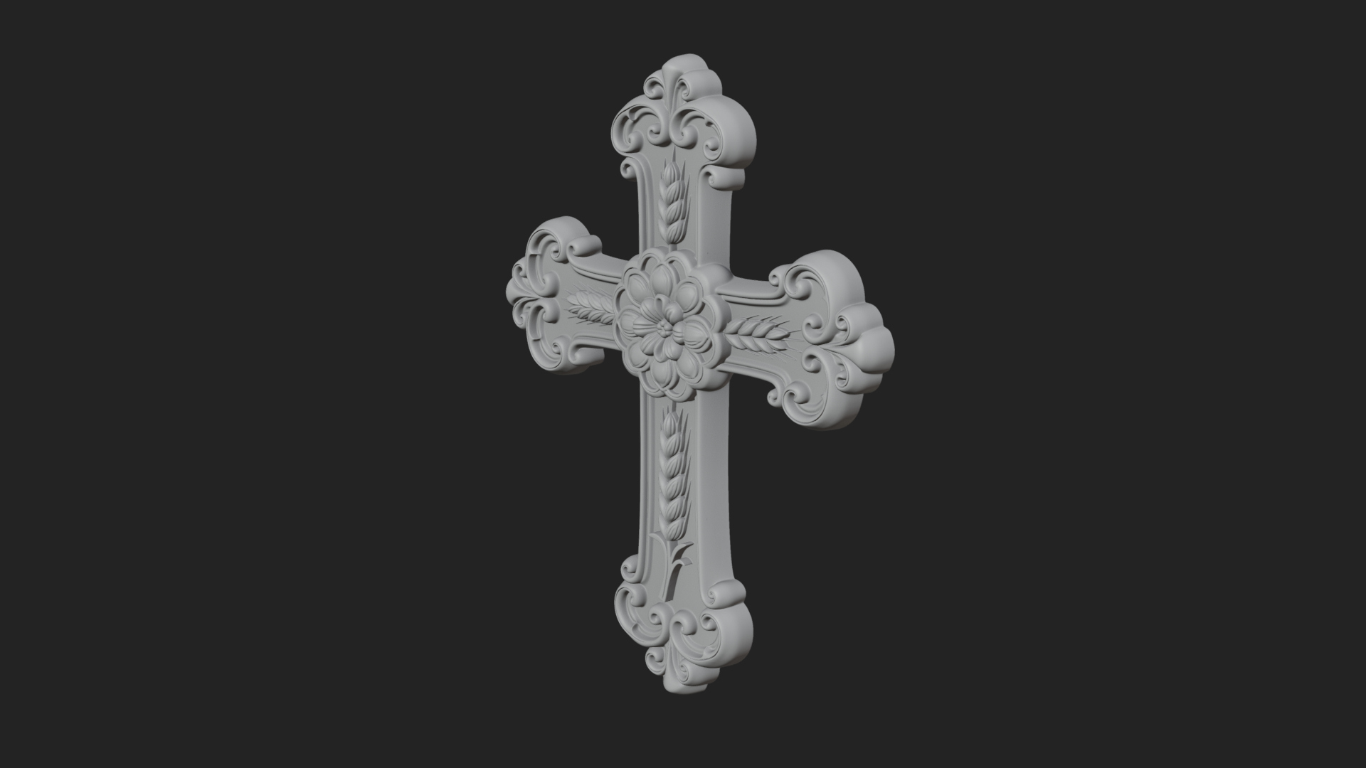 Carved Relief Wall Cross Design 4 3D Print Model 3D Model