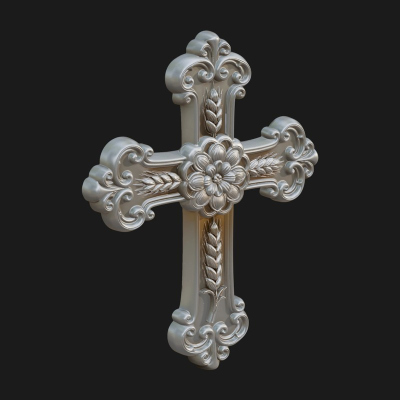 Carved Relief Wall Cross Design 4 3D Print Model