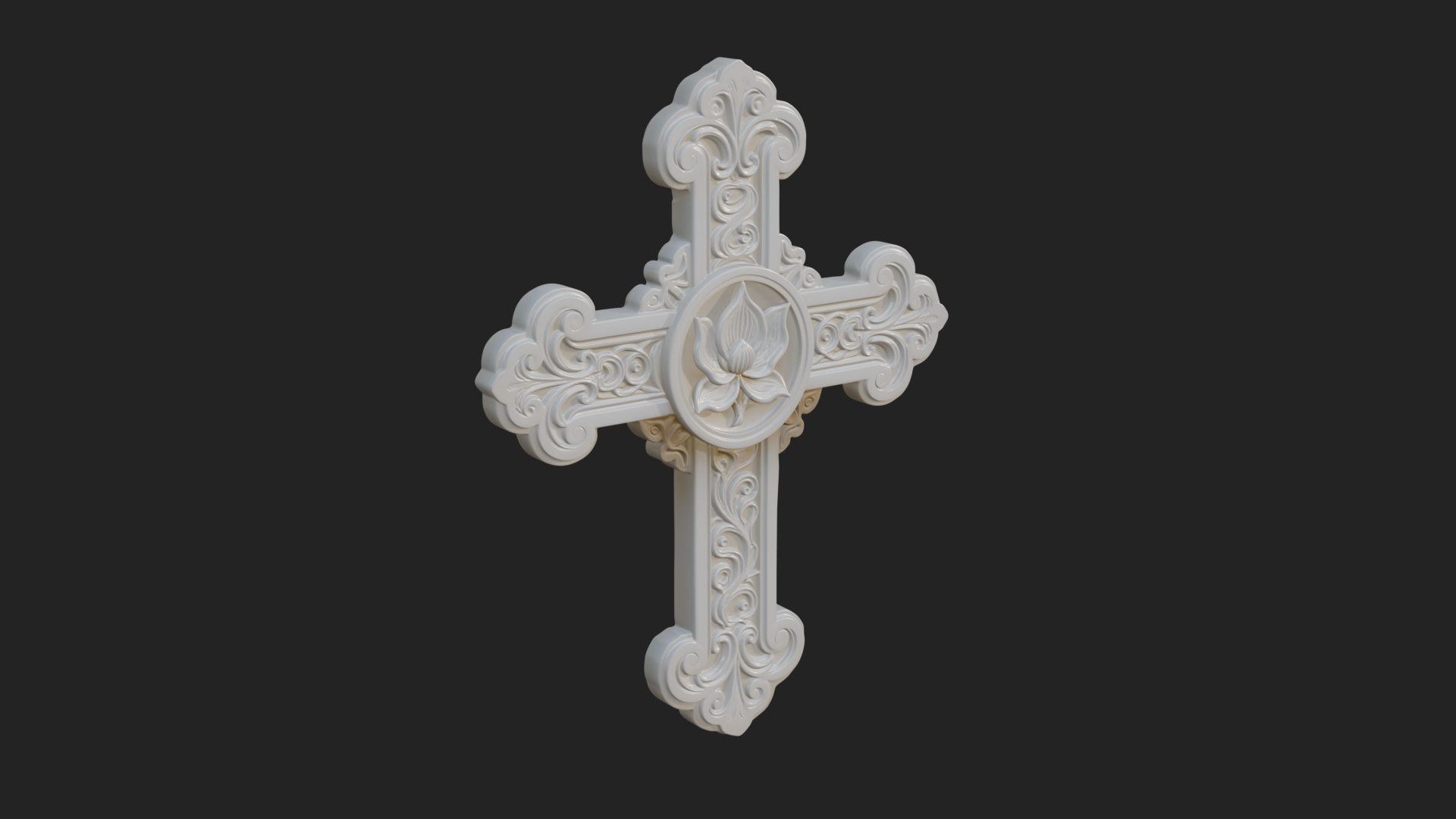 Carved Relief Wall Cross Design 40 3D Print Model 3D Model