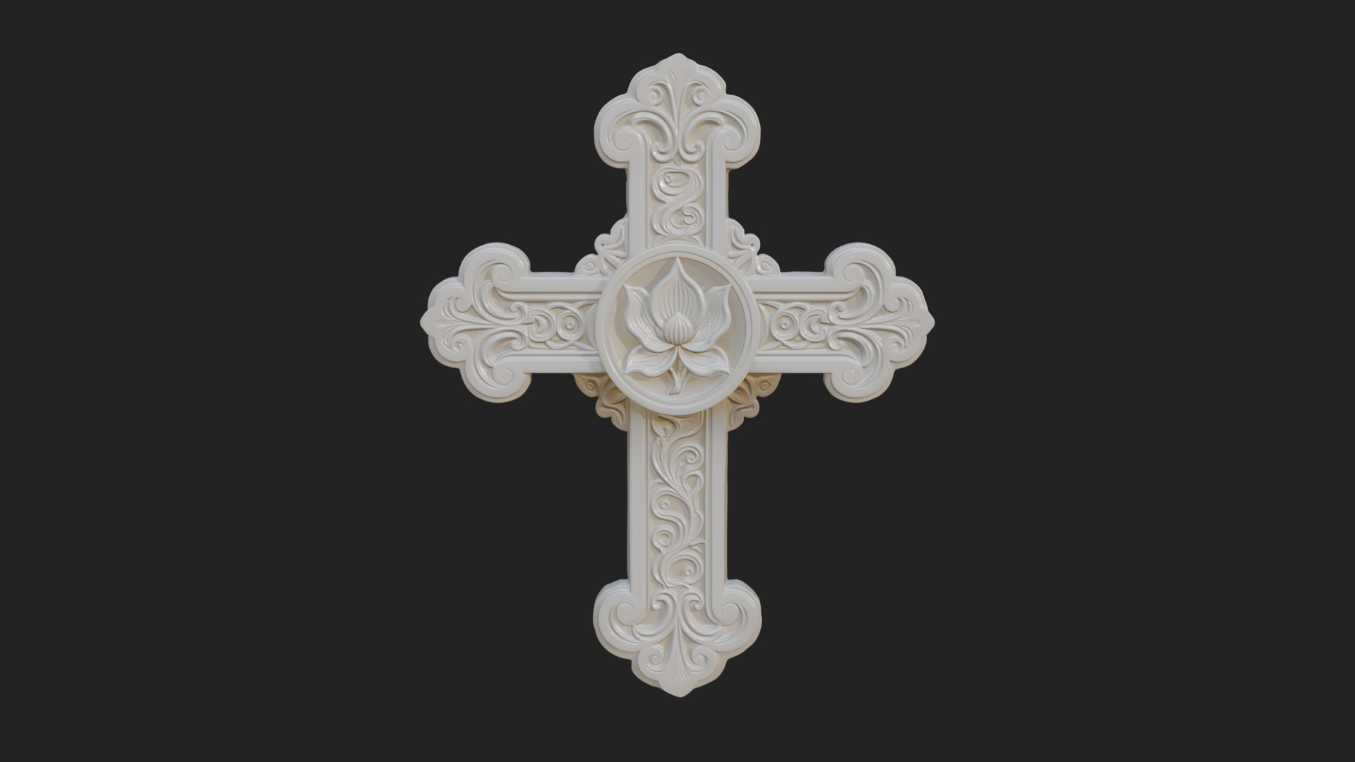 Carved Relief Wall Cross Design 40 3D Print Model 3D Model