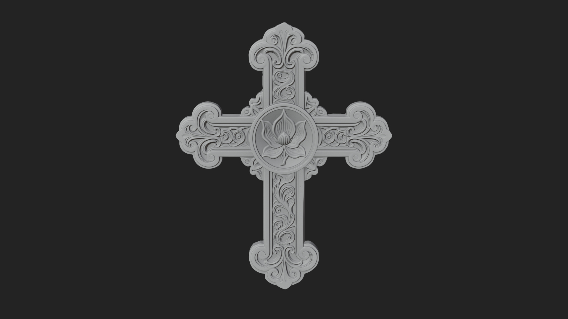 Carved Relief Wall Cross Design 40 3D Print Model 3D Model