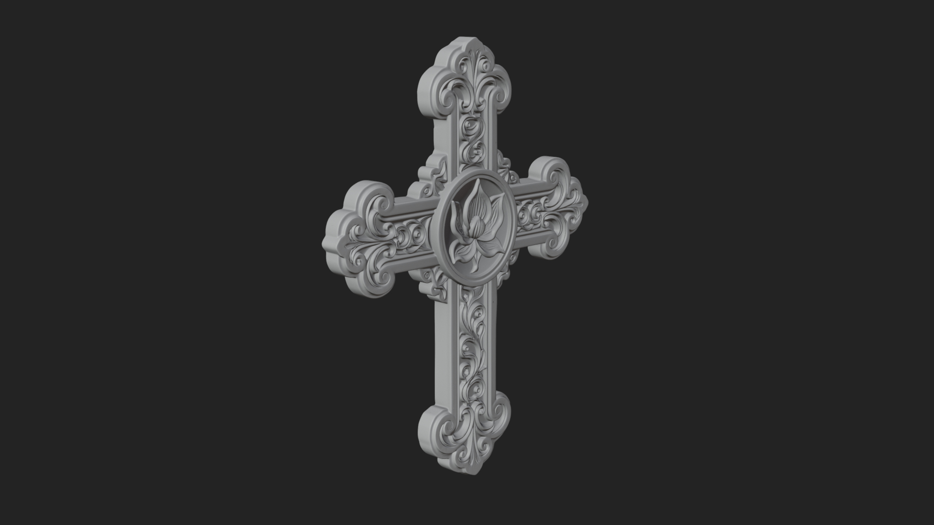Carved Relief Wall Cross Design 40 3D Print Model 3D Model