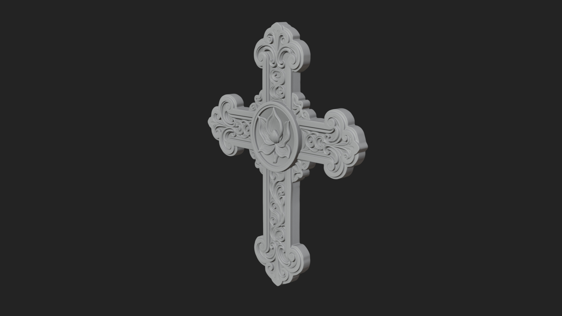 Carved Relief Wall Cross Design 40 3D Print Model 3D Model