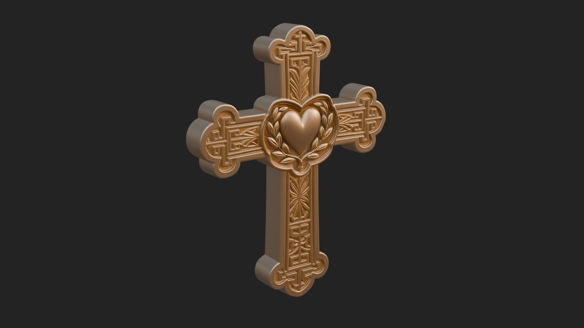 Carved Relief Wall Cross Design 400 3D Print Model 3D Model