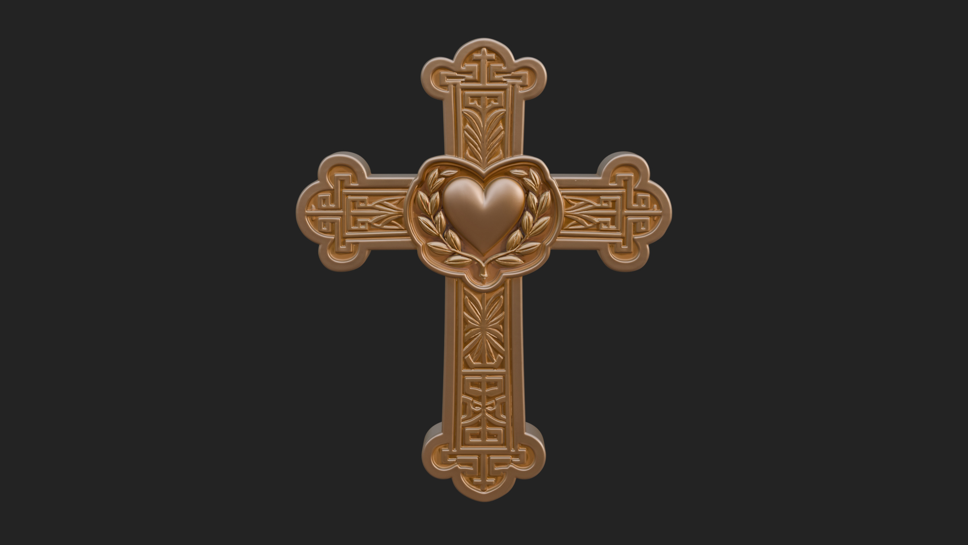 Carved Relief Wall Cross Design 400 3D Print Model 3D Model
