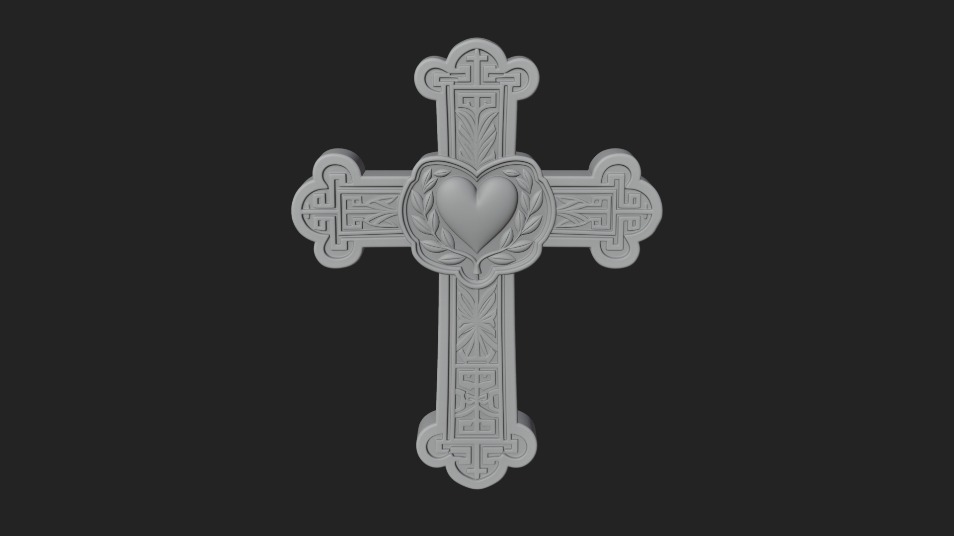 Carved Relief Wall Cross Design 400 3D Print Model 3D Model