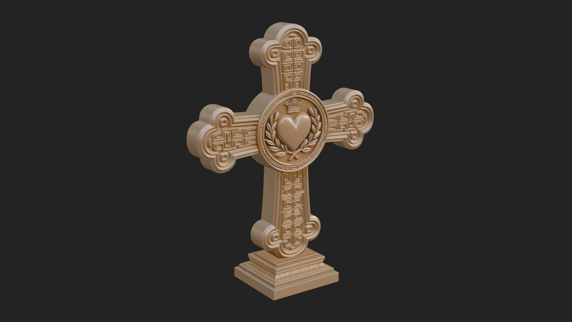 Carved Relief Wall Cross Design 402 3D Print Model 3D Model