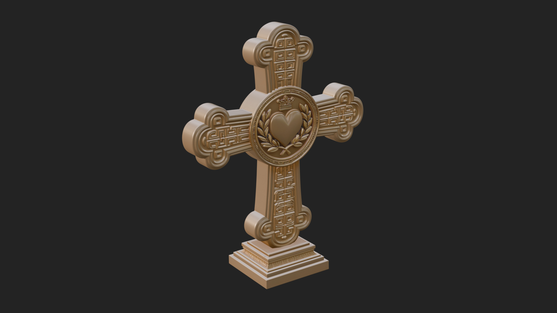 Carved Relief Wall Cross Design 402 3D Print Model 3D Model