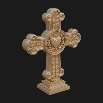 Carved Relief Wall Cross Design 402 3D Print Model