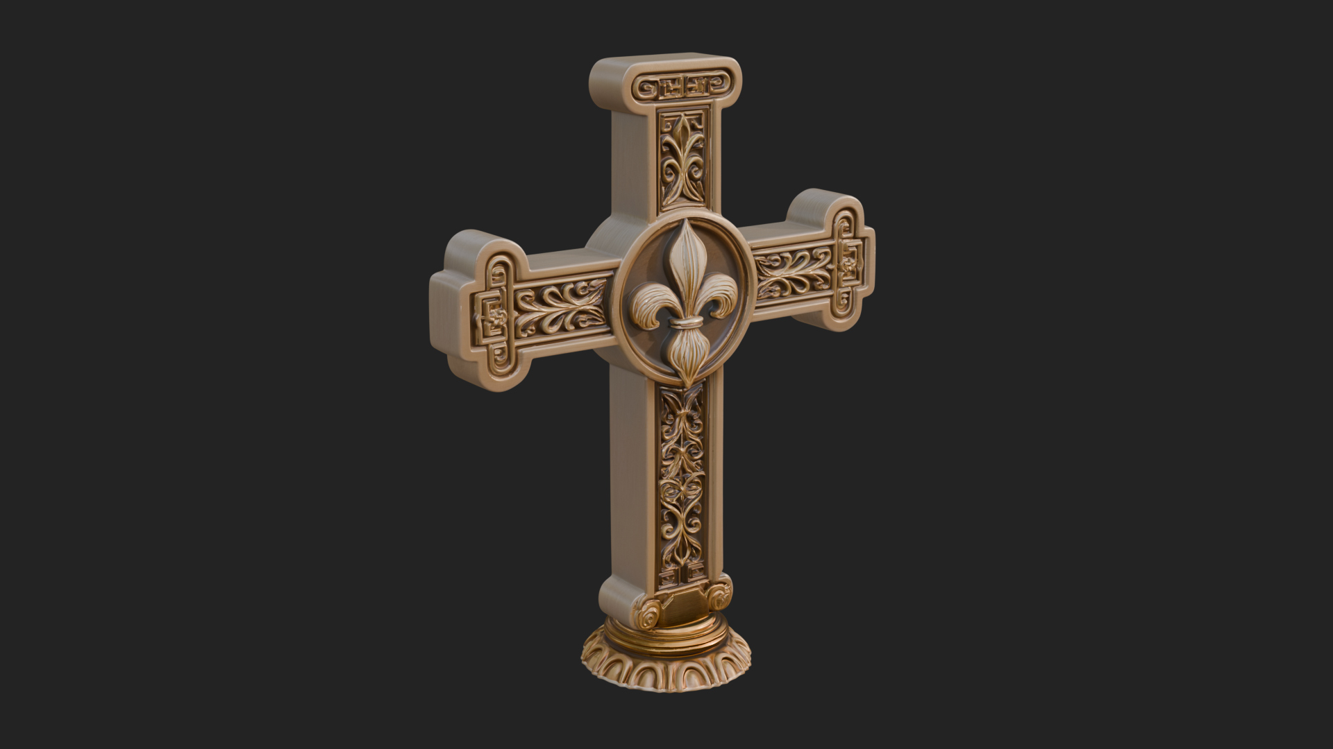 Carved Relief Wall Cross Design 403 3D Print Model 3D Model