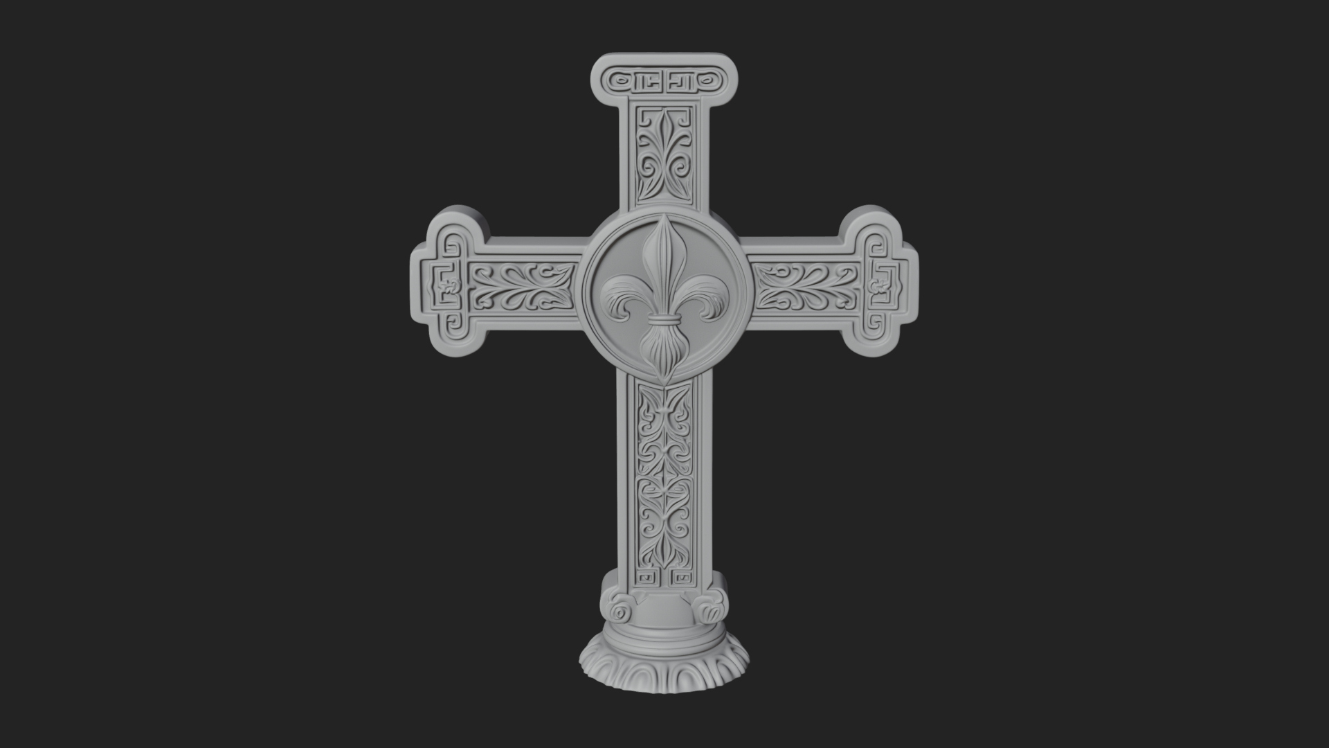 Carved Relief Wall Cross Design 403 3D Print Model 3D Model