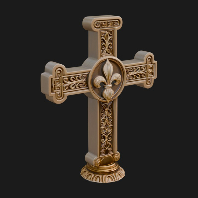 Carved Relief Wall Cross Design 403 3D Print Model