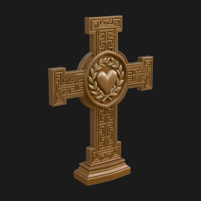 Carved Relief Wall Cross Design 405 3D Print Model