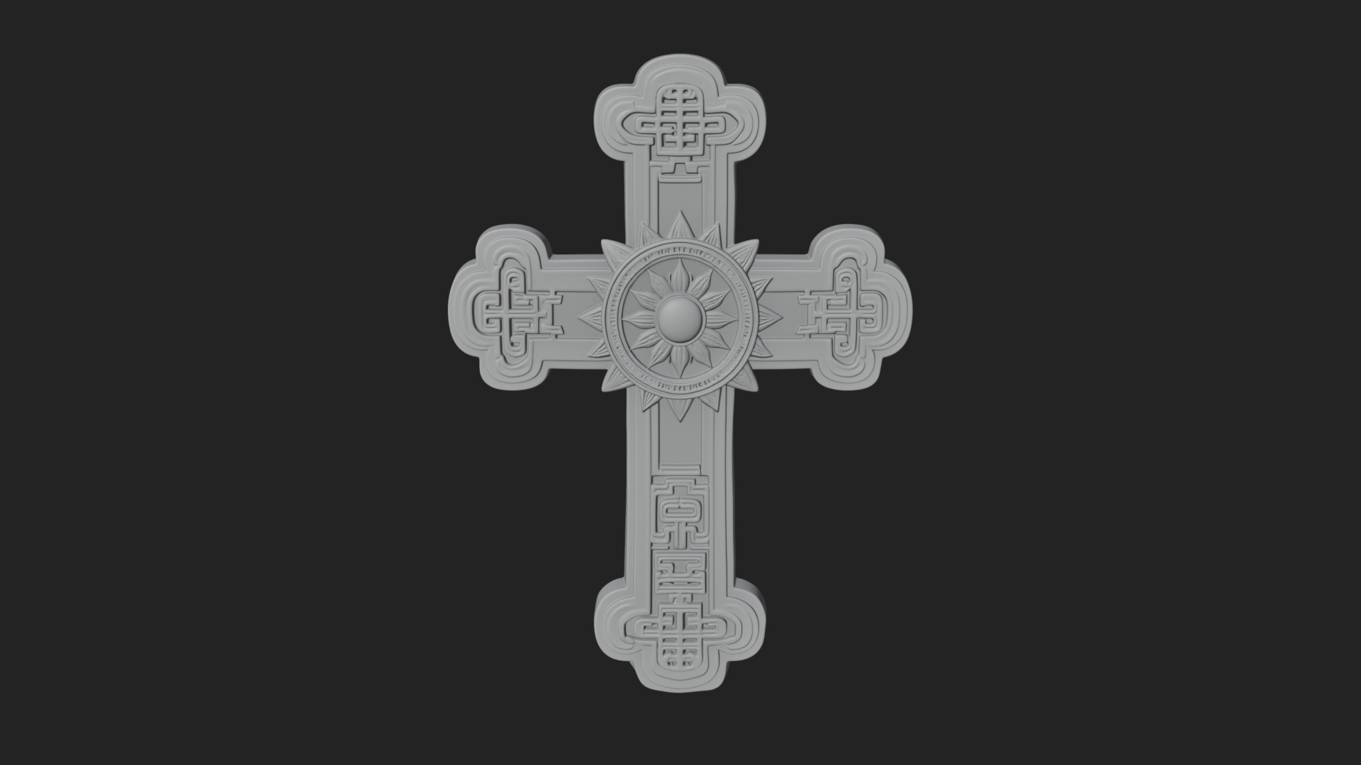 Carved Relief Wall Cross Design 408 3D Print Model 3D Model