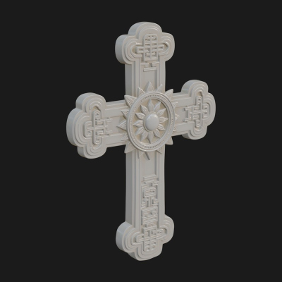 Carved Relief Wall Cross Design 408 3D Print Model