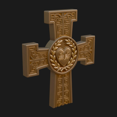 Carved Relief Wall Cross Design 409 3D Print Model