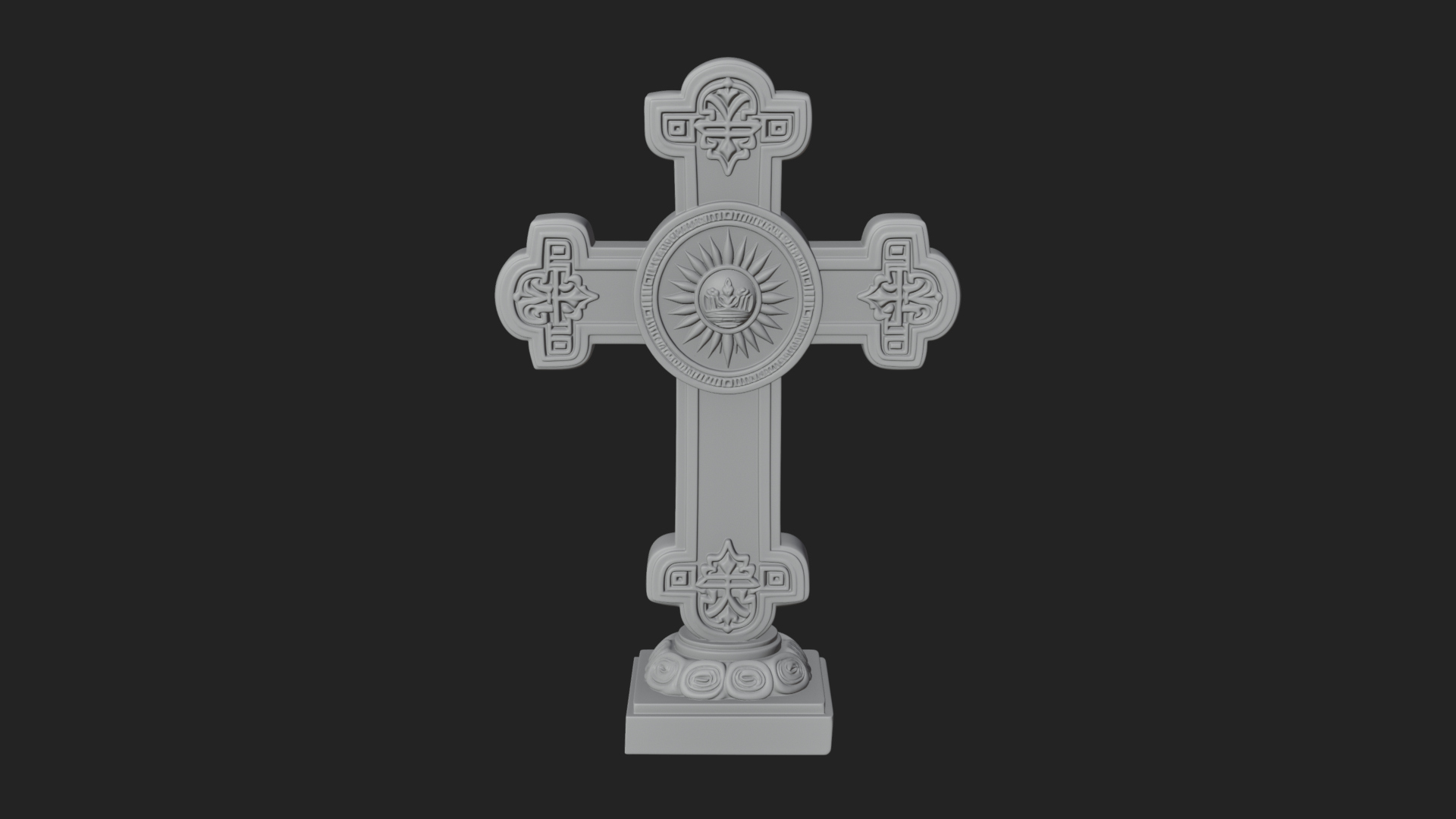 Carved Relief Wall Cross Design 413 3D Print Model 3D Model
