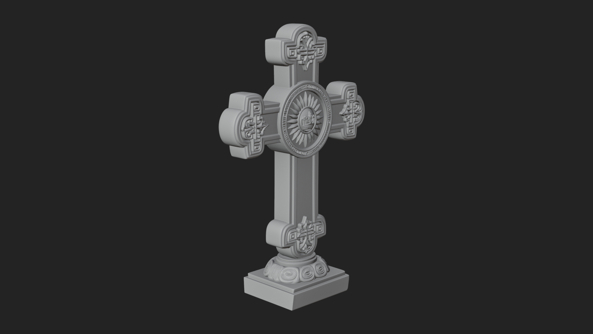 Carved Relief Wall Cross Design 413 3D Print Model 3D Model