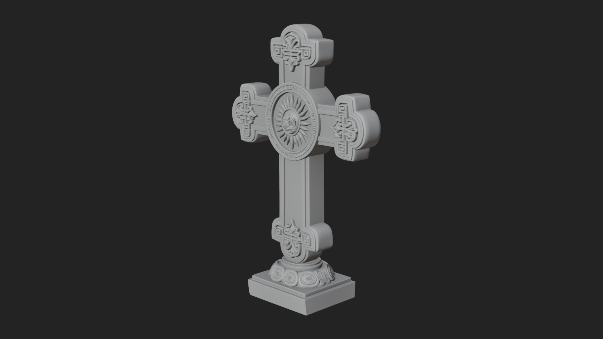 Carved Relief Wall Cross Design 413 3D Print Model 3D Model