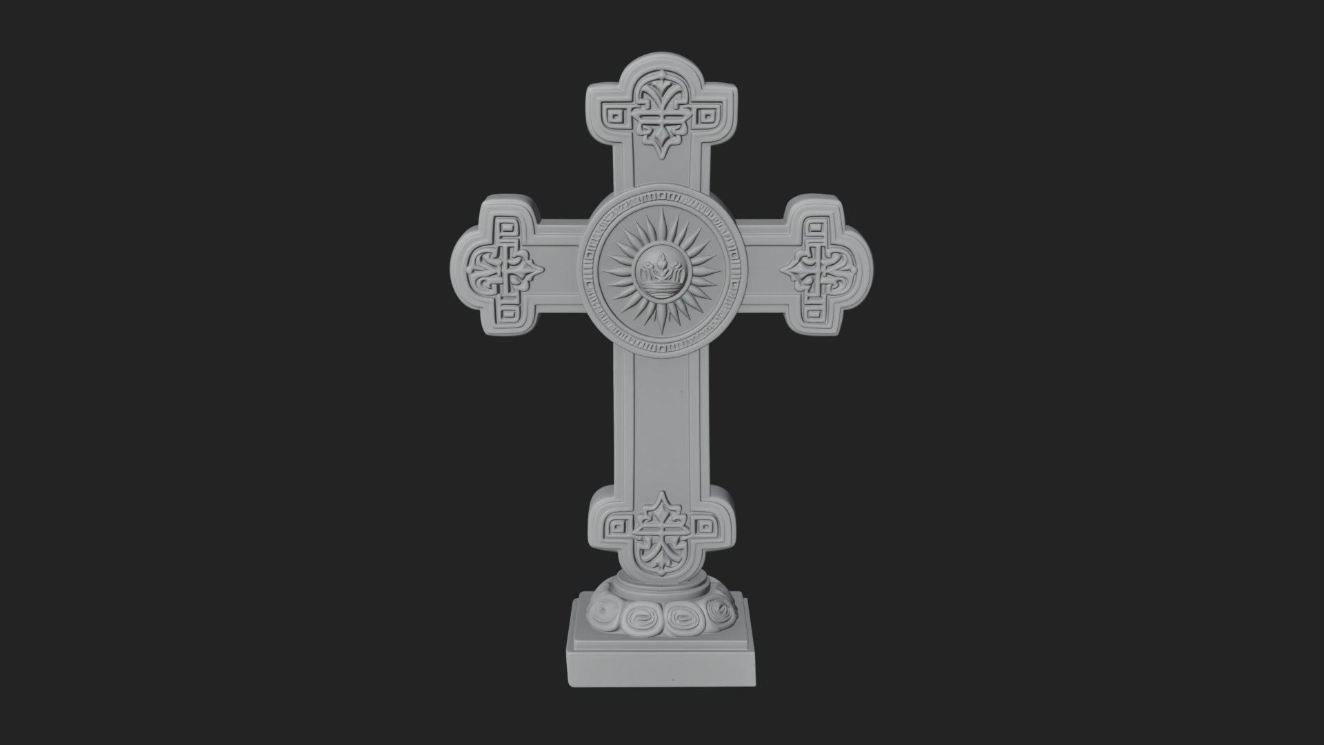 Carved Relief Wall Cross Design 413 3D Print Model 3D Model