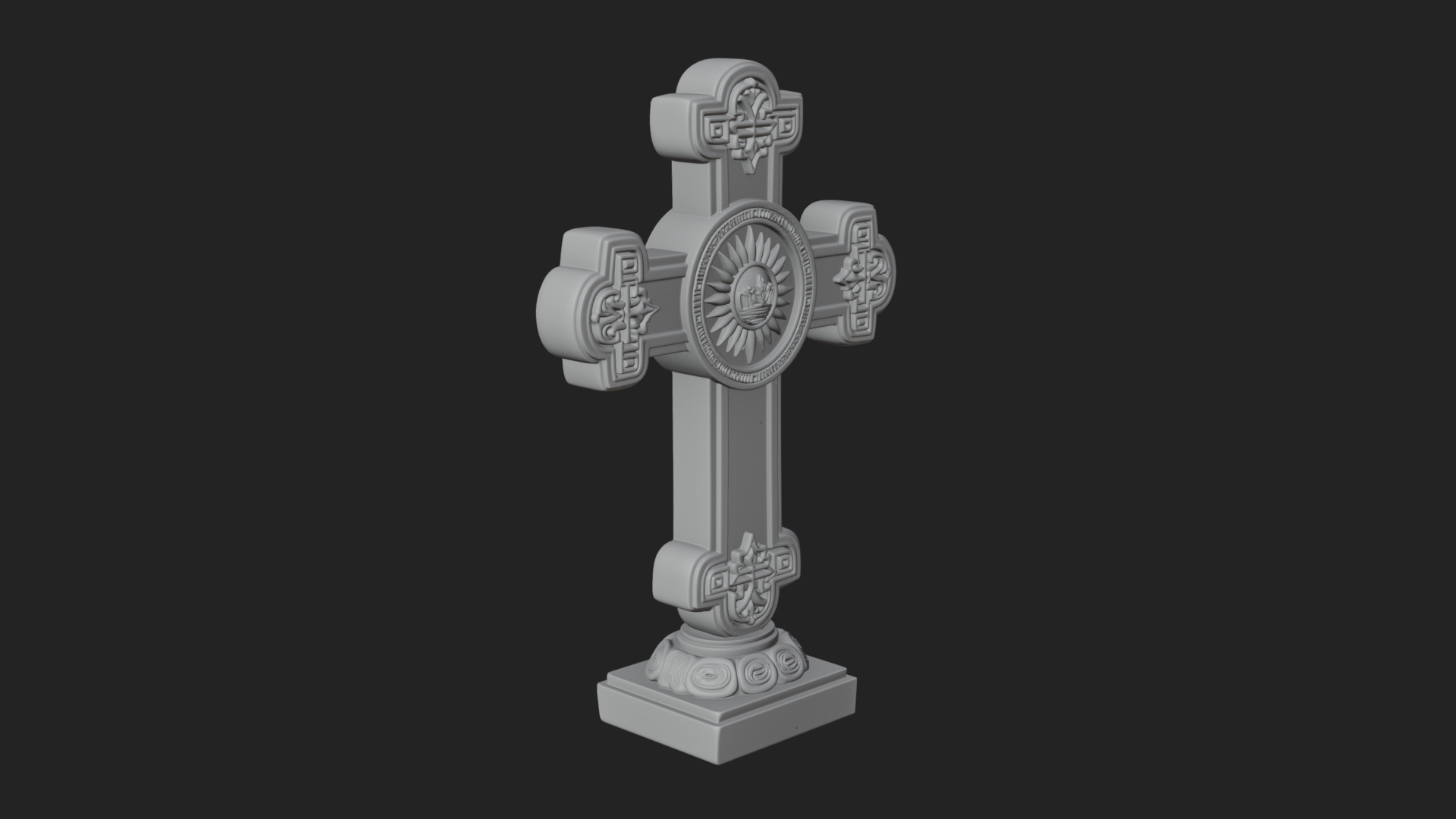 Carved Relief Wall Cross Design 413 3D Print Model 3D Model