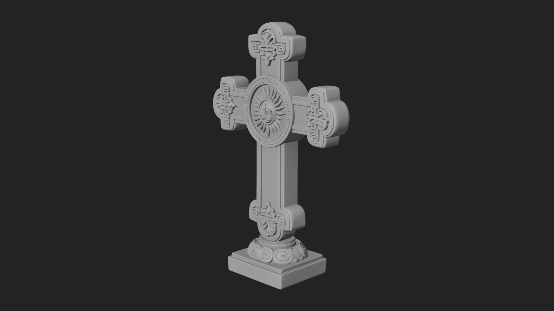 Carved Relief Wall Cross Design 413 3D Print Model 3D Model