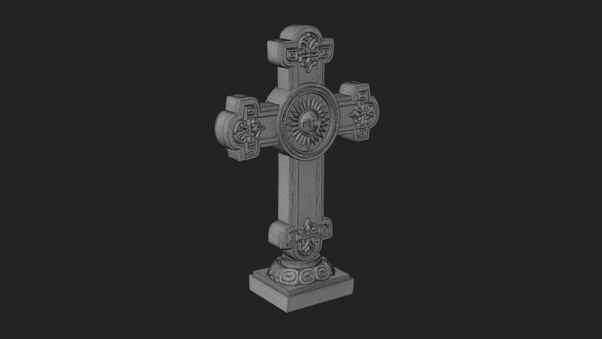 Carved Relief Wall Cross Design 413 3D Print Model 3D Model
