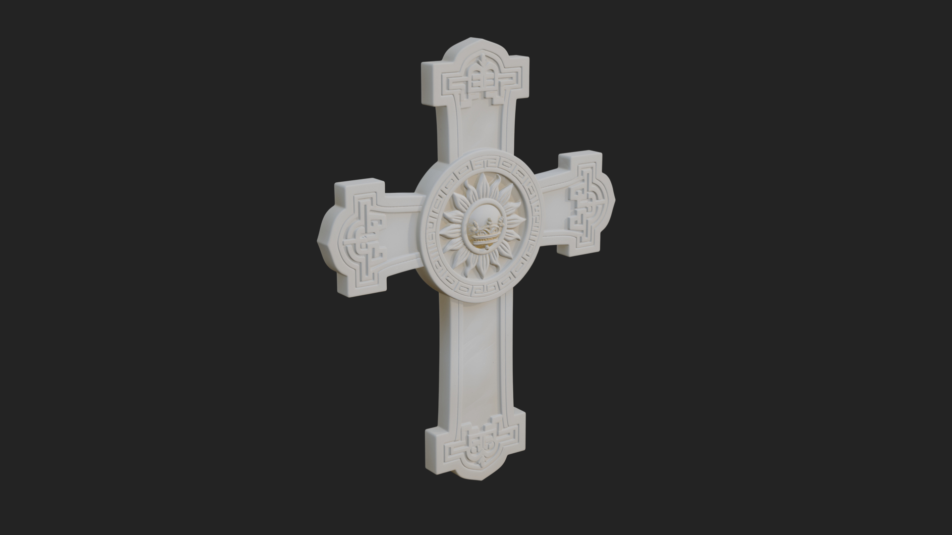 Carved Relief Wall Cross Design 414 3D Print Model 3D Model