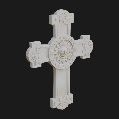 Carved Relief Wall Cross Design 414 3D Print Model