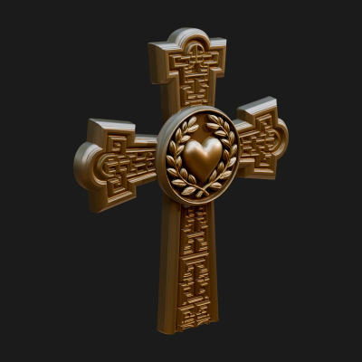 Carved Relief Wall Cross Design 415 3D Print Model