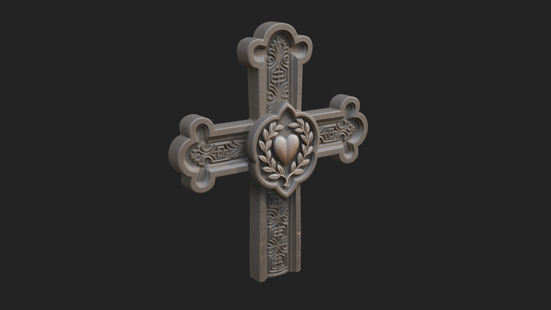 Carved Relief Wall Cross Design 417 3D Print Model 3D Model