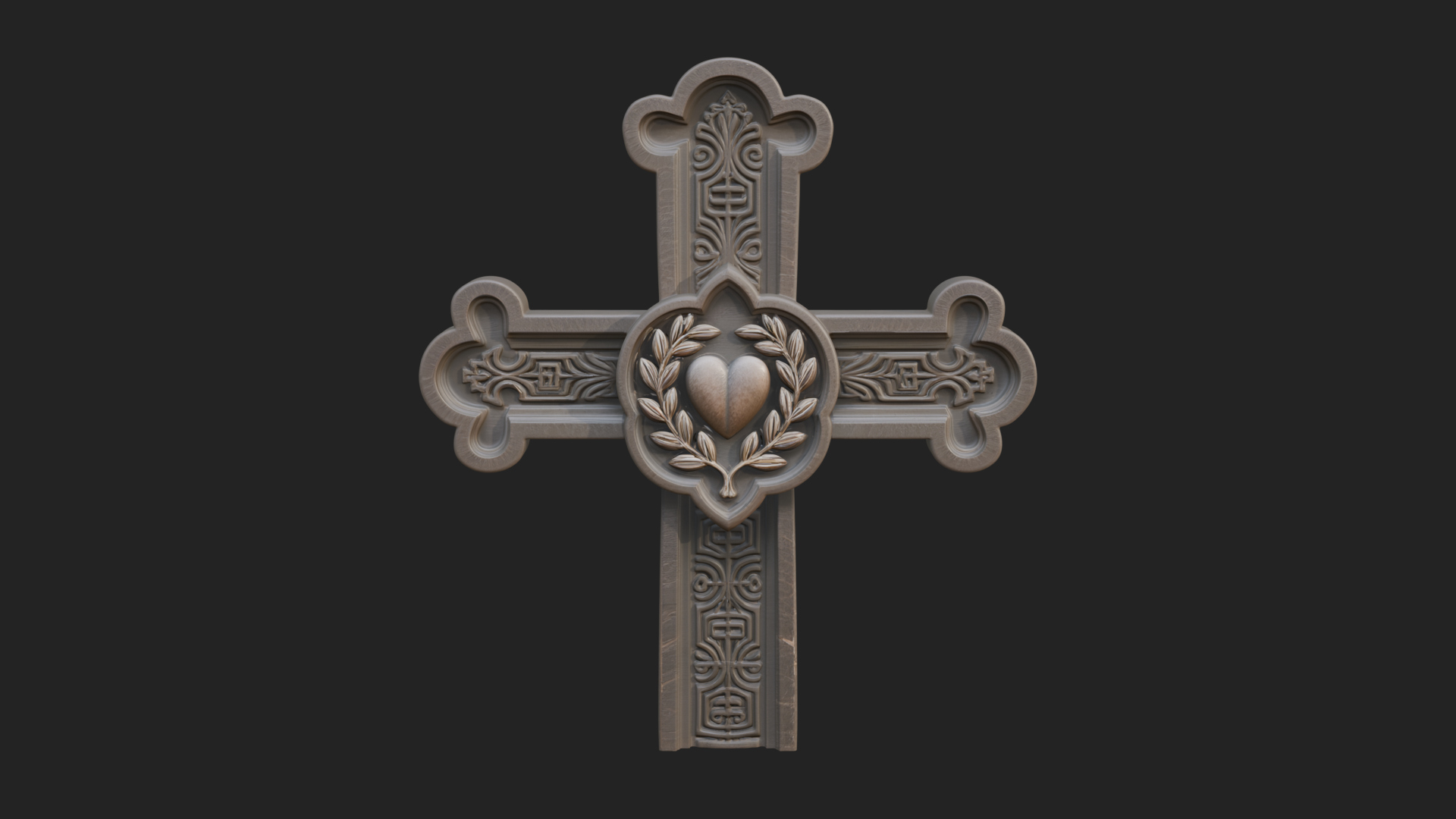 Carved Relief Wall Cross Design 417 3D Print Model 3D Model