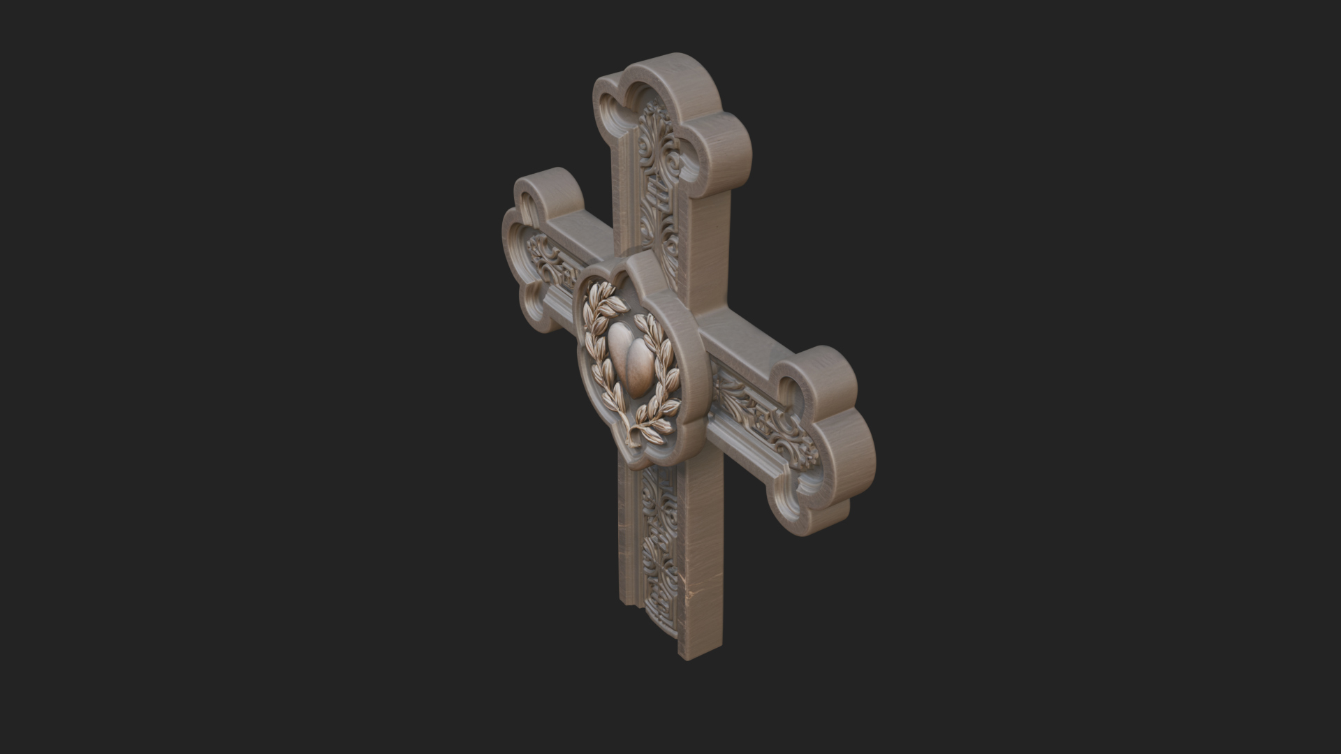 Carved Relief Wall Cross Design 417 3D Print Model 3D Model