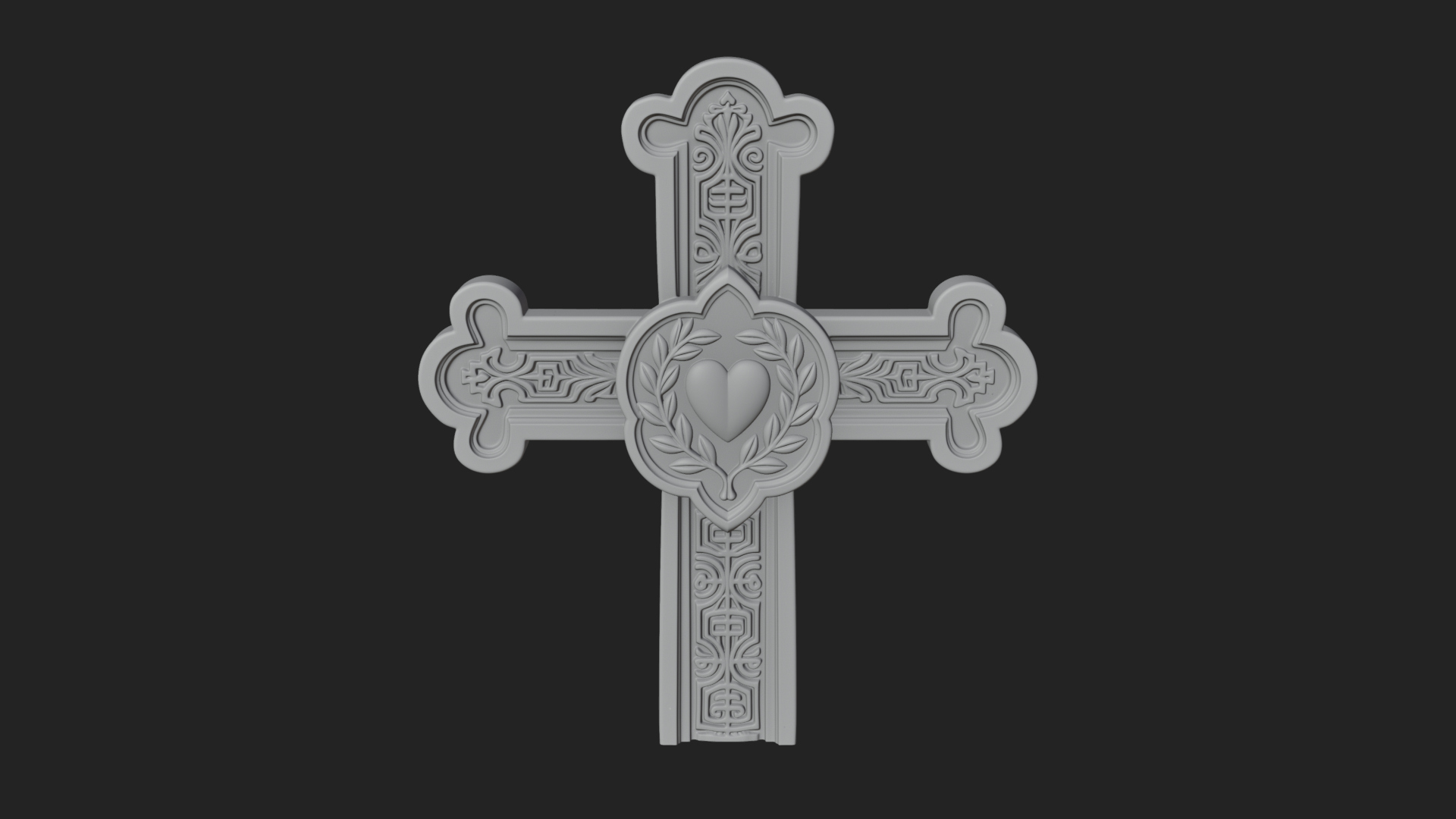Carved Relief Wall Cross Design 417 3D Print Model 3D Model