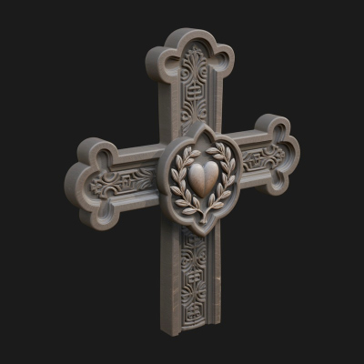 Carved Relief Wall Cross Design 417 3D Print Model